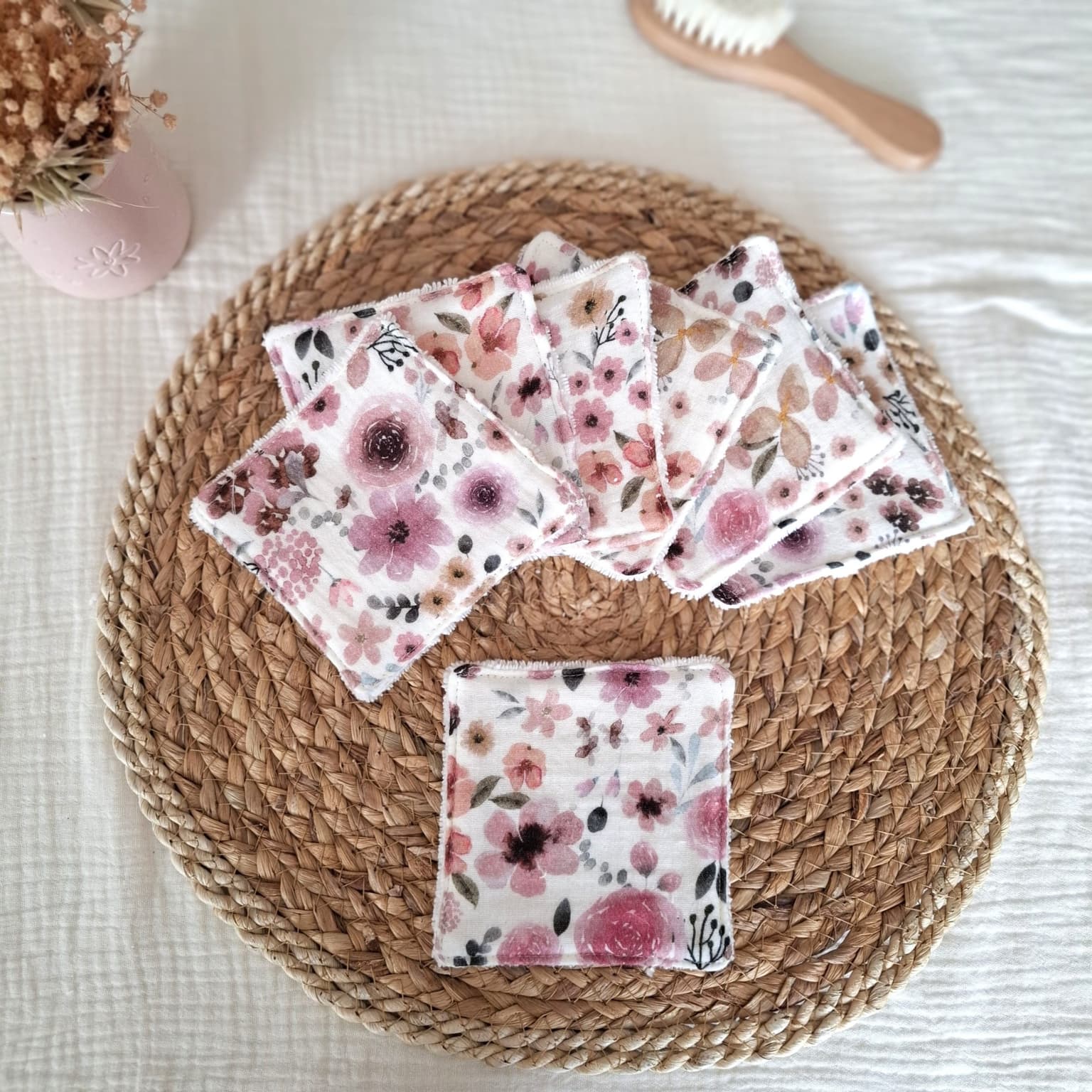 Lot de 7 lingettes lavables – tissu Hortense