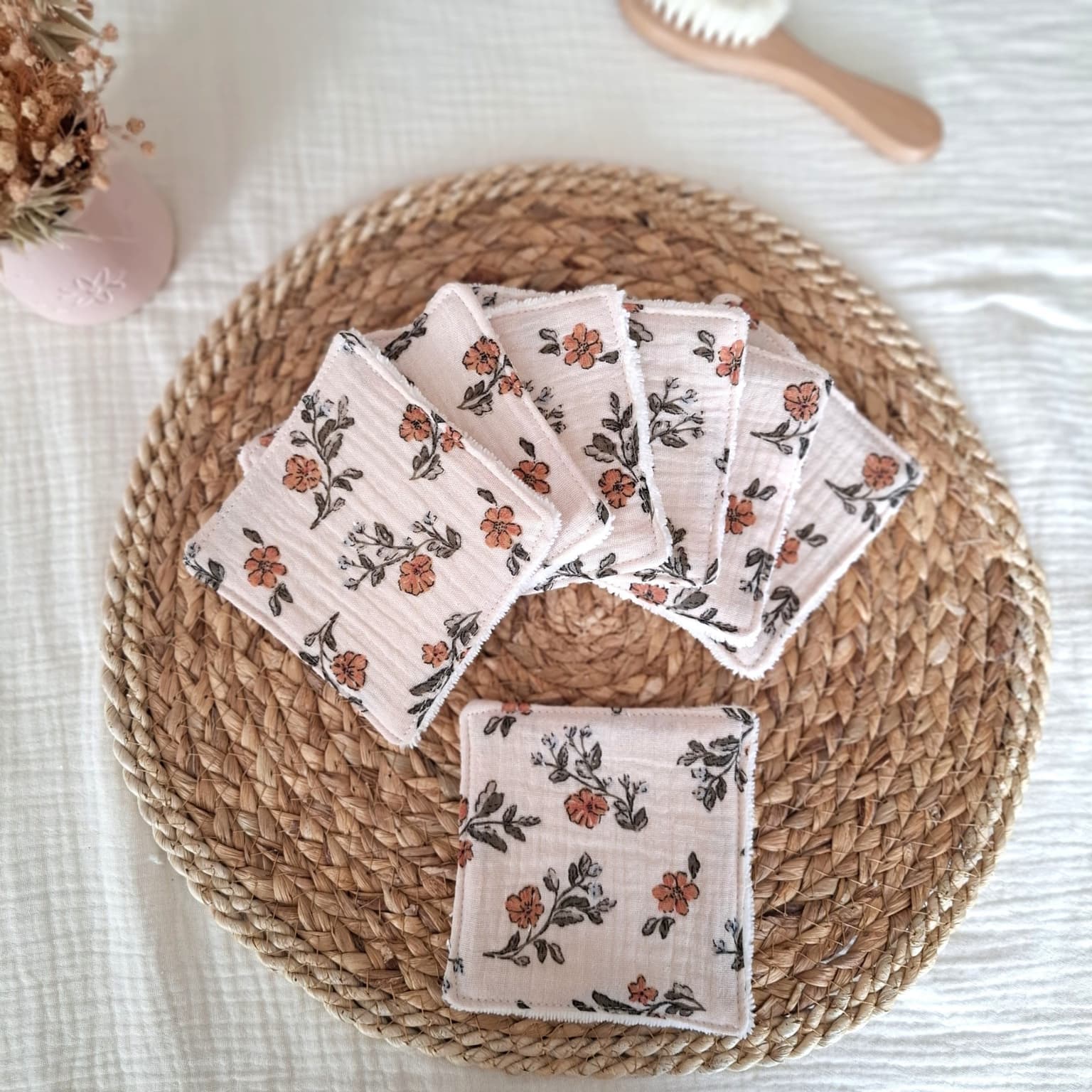 Lot de 7 lingettes lavables – tissu Lina